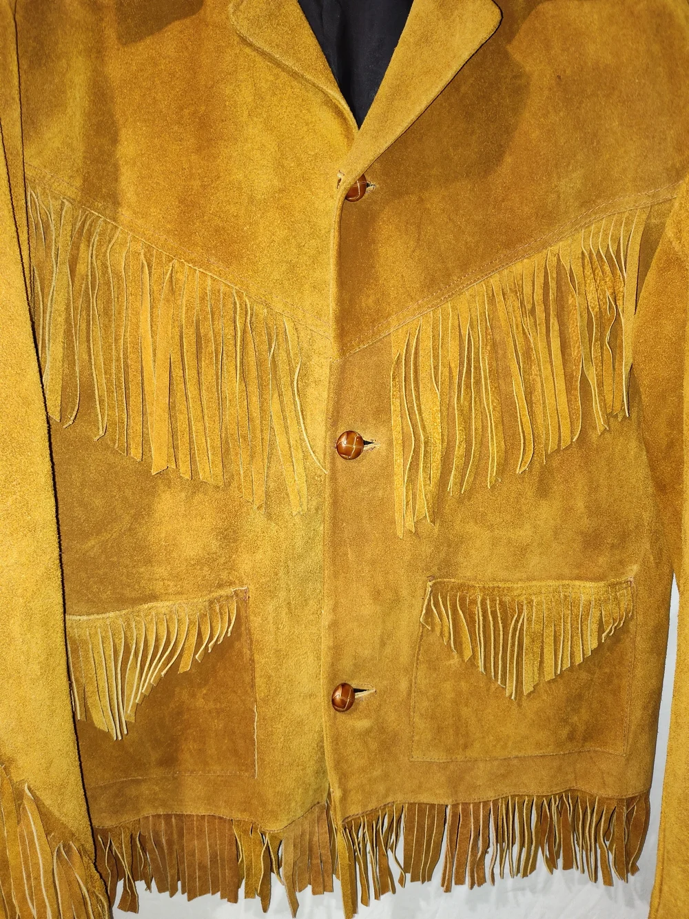 Men's Suede Fringe Bomber Jacket - Tan